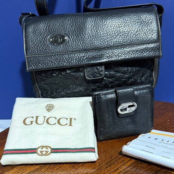 Gucci Black Leather Crossbody and Wallet Bundle - Picture 1 of 16